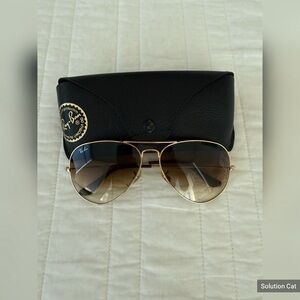 Ray-Ban RB3025 Aviator 62mm Oversized Gold Brown Gradient Sunglasses + Case